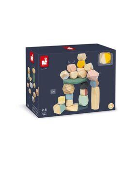 🌈🪨 Janod Sweet Cocoon Stacking Stones – Wooden Blocks 🪨🌈